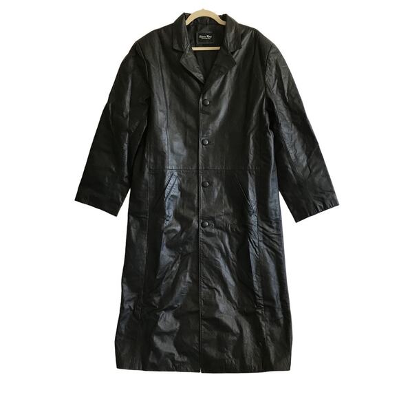 BETTINA RIZZI VTG Leather Coat Men L Black Custom Retro Grunge Goth Y2K Matrix - Picture 1 of 13